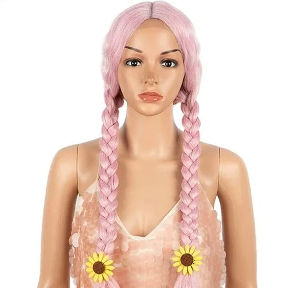- LONG 40” Pink NATURE WAVY LACEFRONT WIG *NEW*